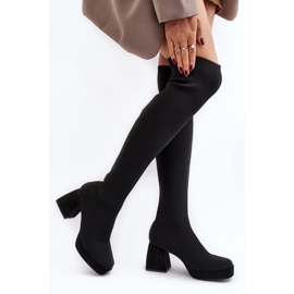 Botas por encima de la rodilla para mujer con plataforma y tacón alto, Manaliis negro 2