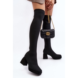 Botas por encima de la rodilla para mujer con plataforma y tacón alto, Manaliis negro 3
