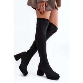 Botas por encima de la rodilla para mujer con plataforma y tacón alto, Manaliis negro 4