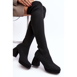 Botas por encima de la rodilla para mujer con plataforma y tacón alto, Manaliis negro 5