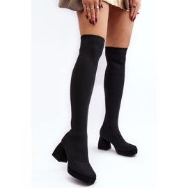 Botas por encima de la rodilla para mujer con plataforma y tacón alto, Manaliis negro 7