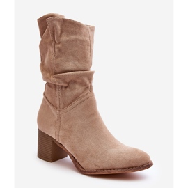 Botas aislantes de mujer Beige Shavy con parte superior fruncida y tacón alto 2