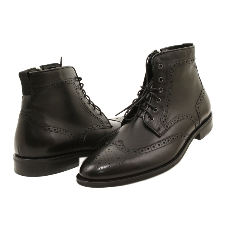 Botas Brogs de hombre, negras, con cordones Pilpol PW6037 negro 4
