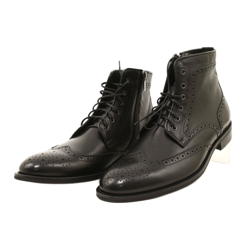 Botas Brogs de hombre, negras, con cordones Pilpol PW6037 negro 3