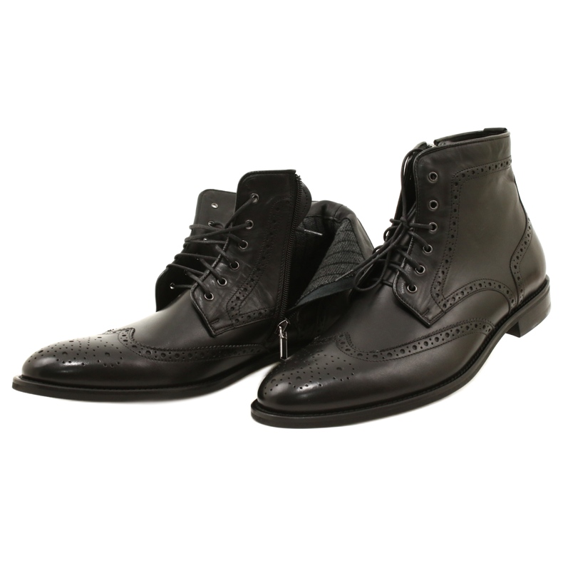 Botas Brogs de hombre, negras, con cordones Pilpol PW6037 negro 5