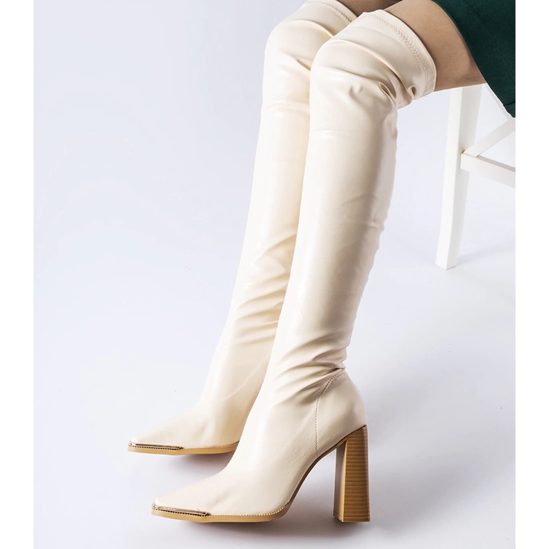 Botas largas de tacón beige de Faubourg 1