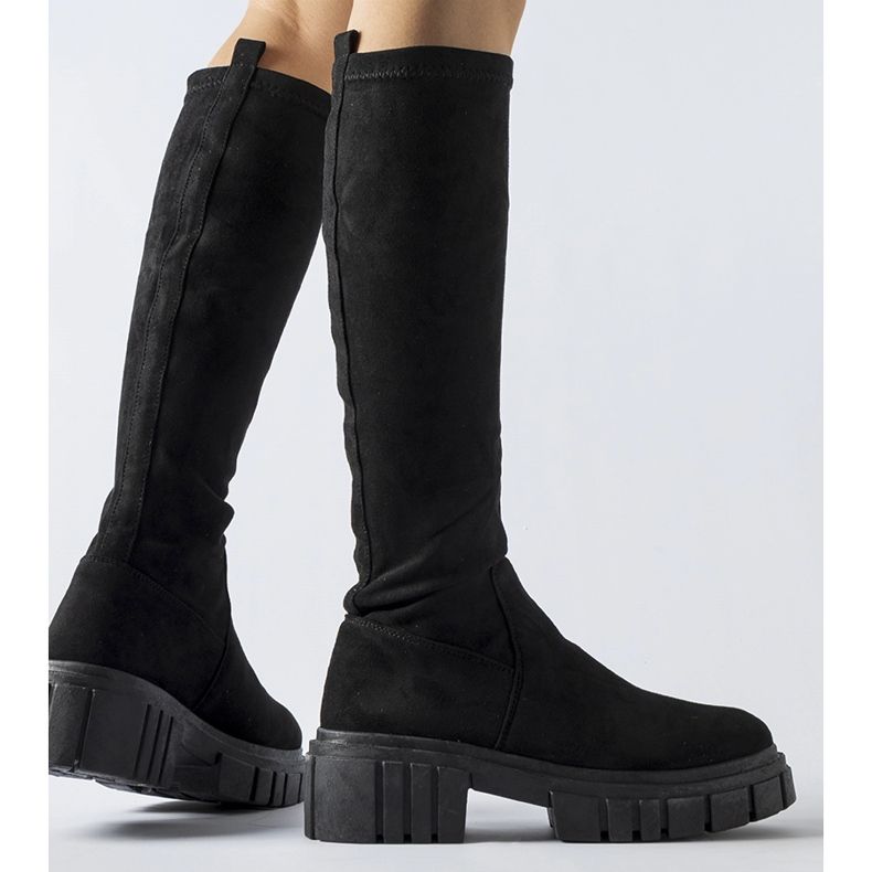 Botas largas de ante negras de Donnino negro 1