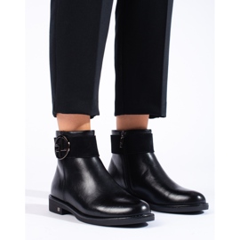 W. Potocki Botines bajos negros con tacón plano de Potocki 5
