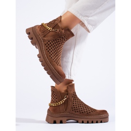 W. Potocki Botines de mujer ante calados marrones Potocki marrón 1 W. Potocki Botines de mujer ante calados marrones Potocki marrón 1