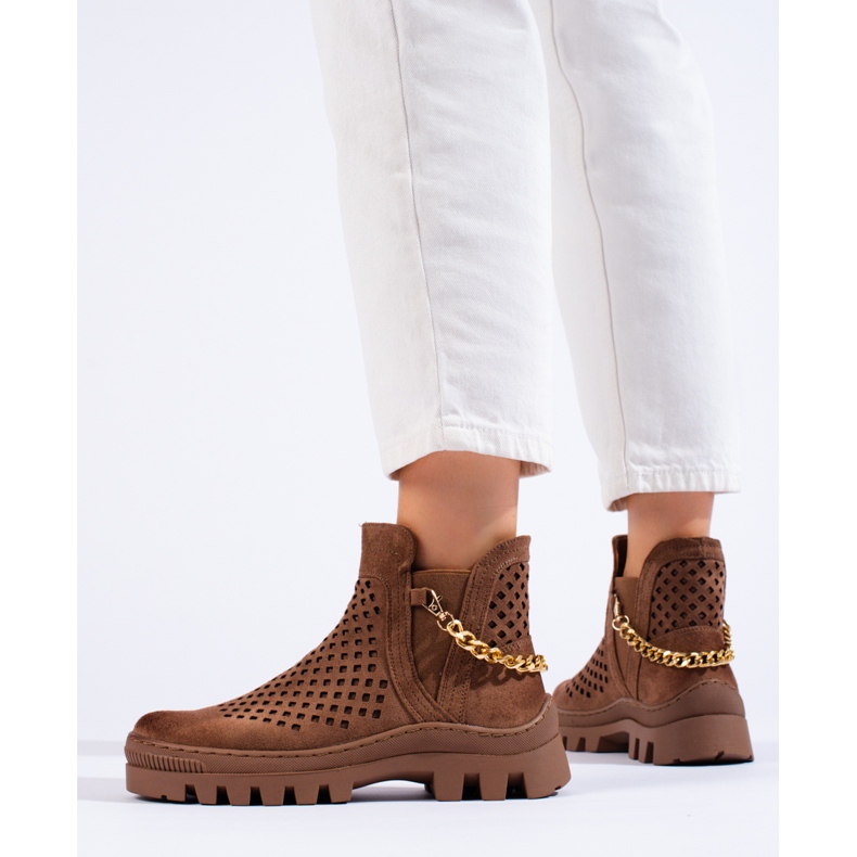 W. Potocki Botines de mujer ante calados marrones Potocki marrón 2