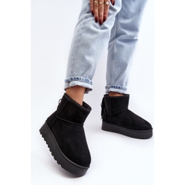 Botas de nieve de mujer con plataforma enorme y flecos, negro Lirico 3
