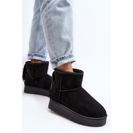 Botas de nieve de mujer con plataforma enorme y flecos, negro Lirico 4