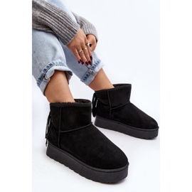 Botas de nieve de mujer con plataforma enorme y flecos, negro Lirico 5