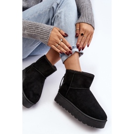 Botas de nieve de mujer con plataforma enorme y flecos, negro Lirico 6