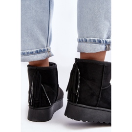 Botas de nieve de mujer con plataforma enorme y flecos, negro Lirico 7