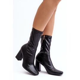 Botines de mujer con punta cuadrada, negro Glavina 2