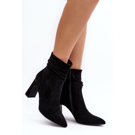 Botines de tacón alto para mujer con parte superior fruncida, negro Phaga 1