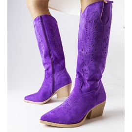Bota cowboy calada violeta 1