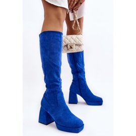 Botas aislantes con tacón grueso para mujer, azul Layala 4