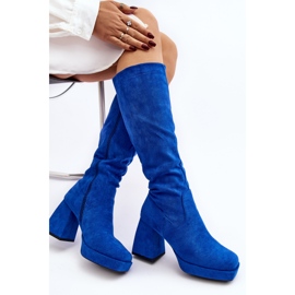 Botas aislantes con tacón grueso para mujer, azul Layala 5