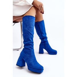 Botas aislantes con tacón grueso para mujer, azul Layala 6