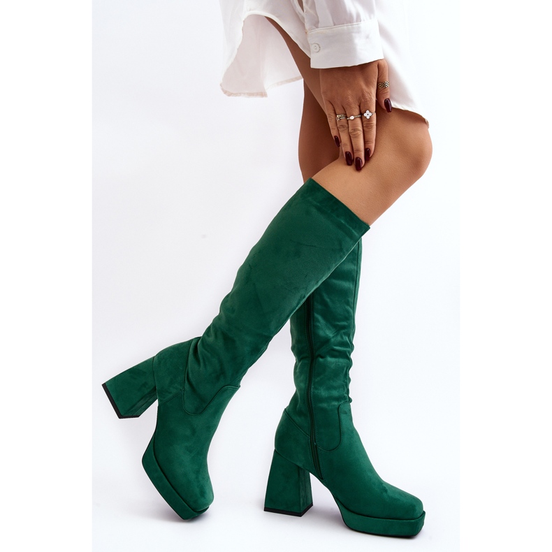 Botas aislantes para mujer con tacones enormes, verde Layala 2 Botas aislantes para mujer con tacones enormes, verde Layala 2
