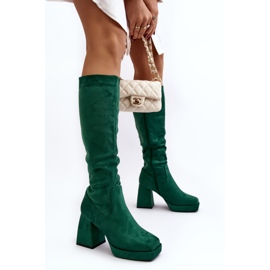 Botas aislantes para mujer con tacones enormes, verde Layala 4