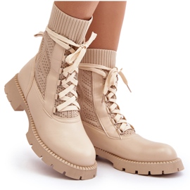Botines de Mujer con Cordones Beige Claro Gentiana 10