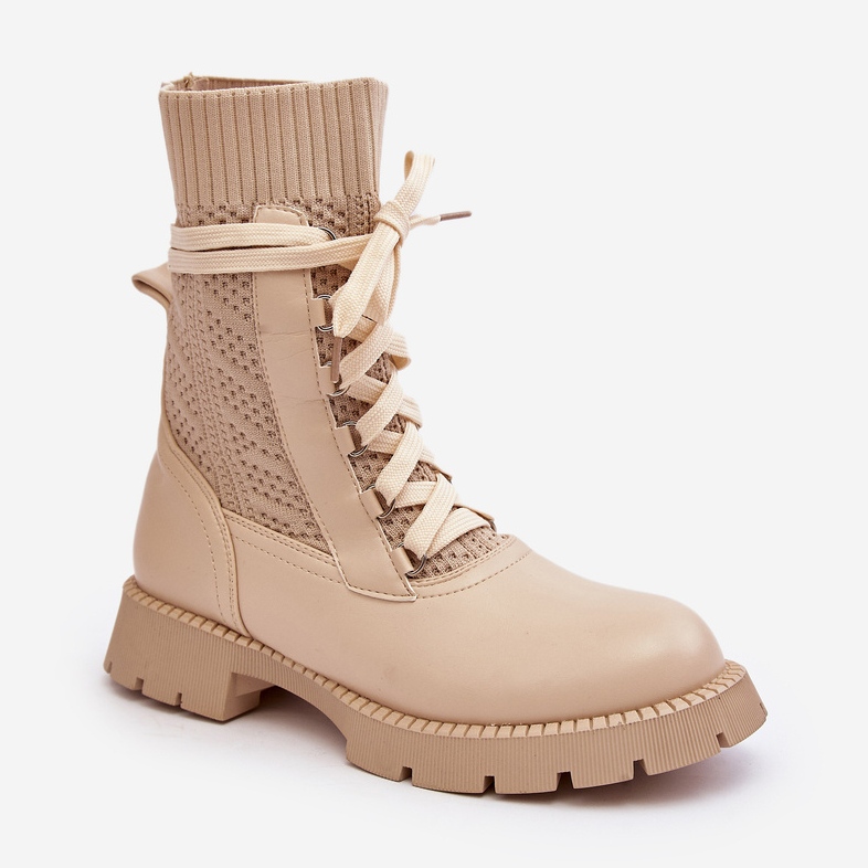 Botines de Mujer con Cordones Beige Claro Gentiana 2