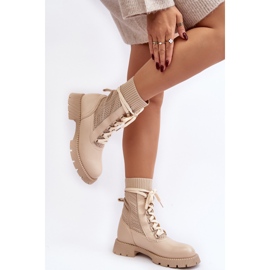 Botines de Mujer con Cordones Beige Claro Gentiana 4