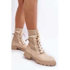 Botines de Mujer con Cordones Beige Claro Gentiana 6