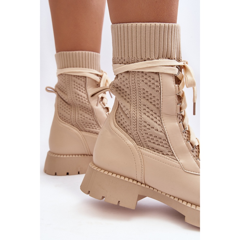 Botines de Mujer con Cordones Beige Claro Gentiana 1
