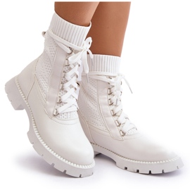 Botas De Mujer Con Calcetín Con Cordones Gentiana Blanco 10