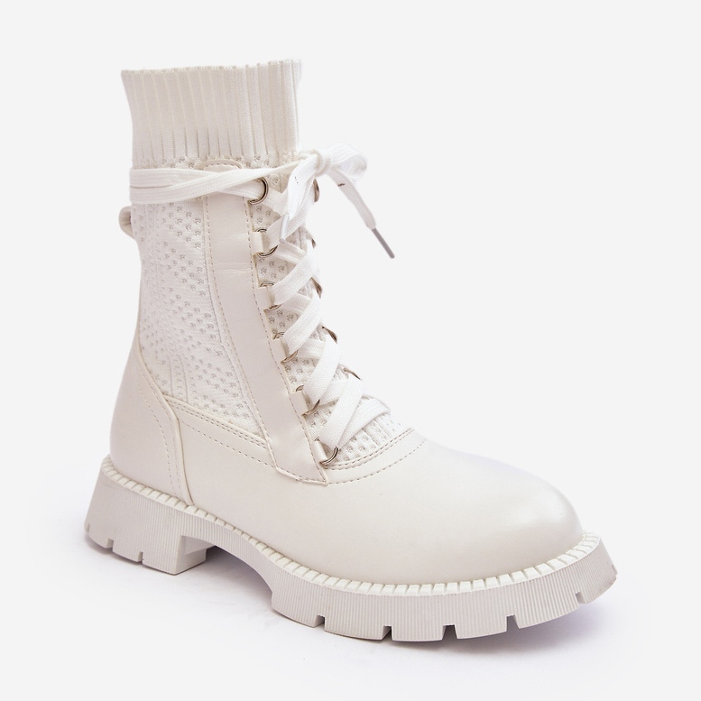 Botas De Mujer Con Calcetín Con Cordones Gentiana Blanco 2