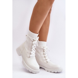 Botas De Mujer Con Calcetín Con Cordones Gentiana Blanco 3