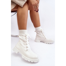 Botas De Mujer Con Calcetín Con Cordones Gentiana Blanco 9