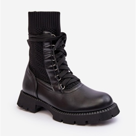 Botines de Mujer con Calcetín con Cordones Negro Gentiana 2