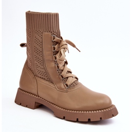 Botas de Mujer con Calcetín con Cordones, Gentiana Marrón 2