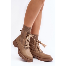 Botas de Mujer con Calcetín con Cordones, Gentiana Marrón 3