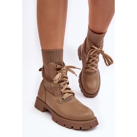 Botas de Mujer con Calcetín con Cordones, Gentiana Marrón 7