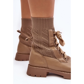 Botas de Mujer con Calcetín con Cordones, Gentiana Marrón 1