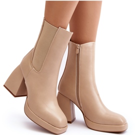 Botas De Mujer Beige Con Plataforma Y Tacón Stelares 9