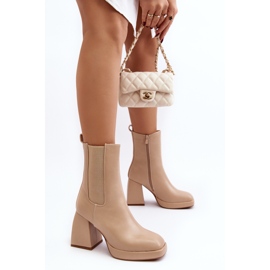 Botas De Mujer Beige Con Plataforma Y Tacón Stelares 4