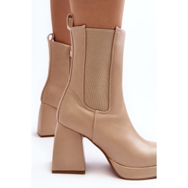Botas De Mujer Beige Con Plataforma Y Tacón Stelares 8