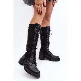 Botas De Mujer Con Cordones Y Parte Superior Elástica Negro Virxinia 2 Botas De Mujer Con Cordones Y Parte Superior Elástica Negro Virxinia 2