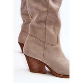 Botas Cowboy Sobre La Rodilla Mujer Beige Claro Oppore 8
