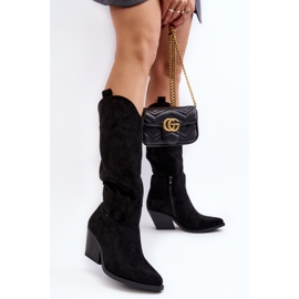 Botas Cowboy Sobre La Rodilla Mujer Negro Oppore 2