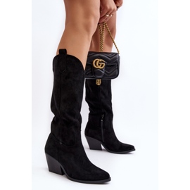 Botas Cowboy Sobre La Rodilla Mujer Negro Oppore 3