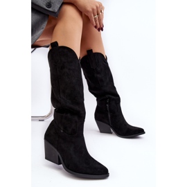 Botas Cowboy Sobre La Rodilla Mujer Negro Oppore 6
