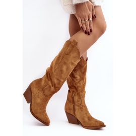 Botas Cowboy Por Encima De La Rodilla Mujer Camel Oppore marrón 2